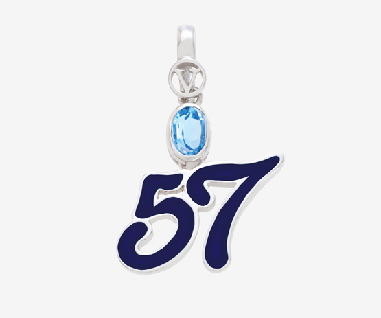 Silver Twins Pendant 57-Blue